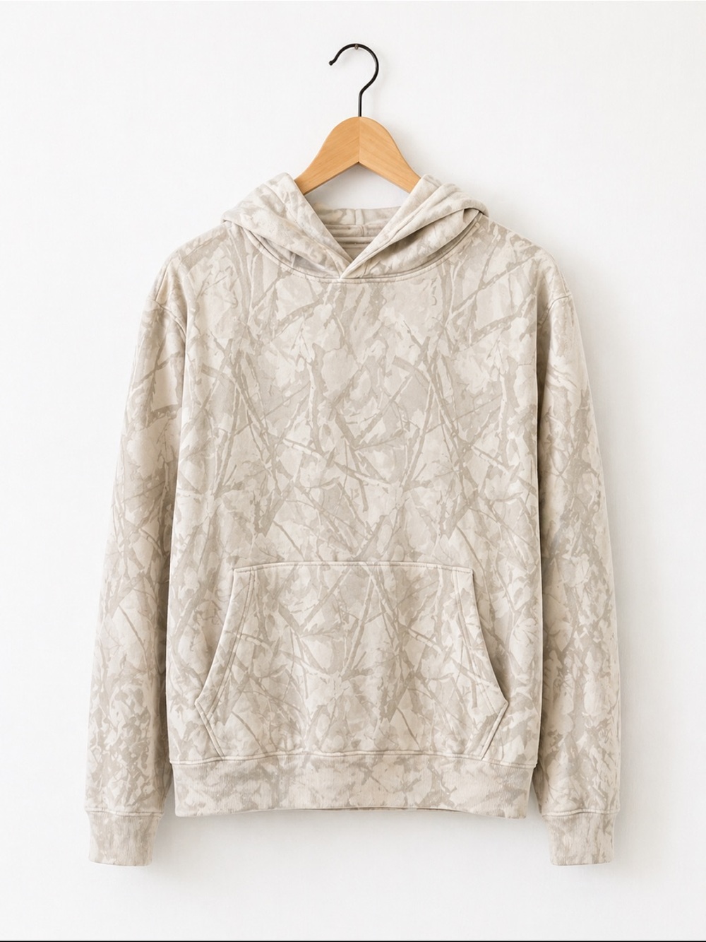 Old Navy Camo Hoodie Men’s Small Neutral Beige Lightweight Sweatshirt